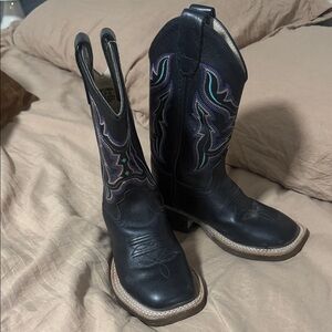 Black Western Cowboy Boots with Embroidered Design